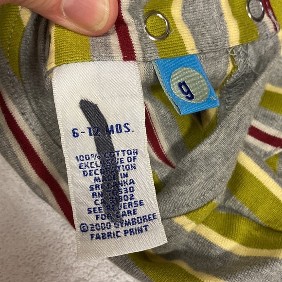 Vintage Gymboree grey green maroon striped short sleeve onesie bodysuit - Picture 5 of 5